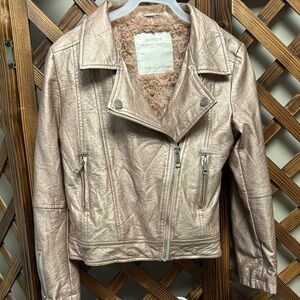 Metallic Rose Gold Moto Jacket
